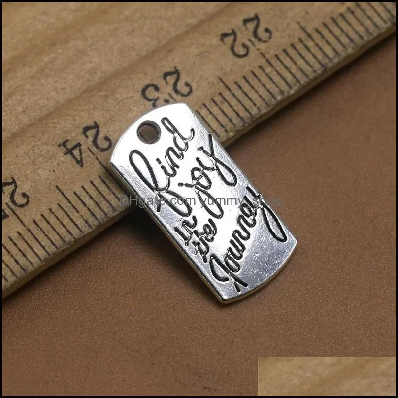 fashion trendy find joy in the journey alloy tag charms single side message charms 10x20mm 100pcs 628 t2