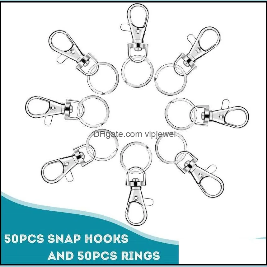 swivel clasps lanyard snap hook with key rings clip hooks lobster claw clasp for keychains jewelry diy crafts dhs q389fz