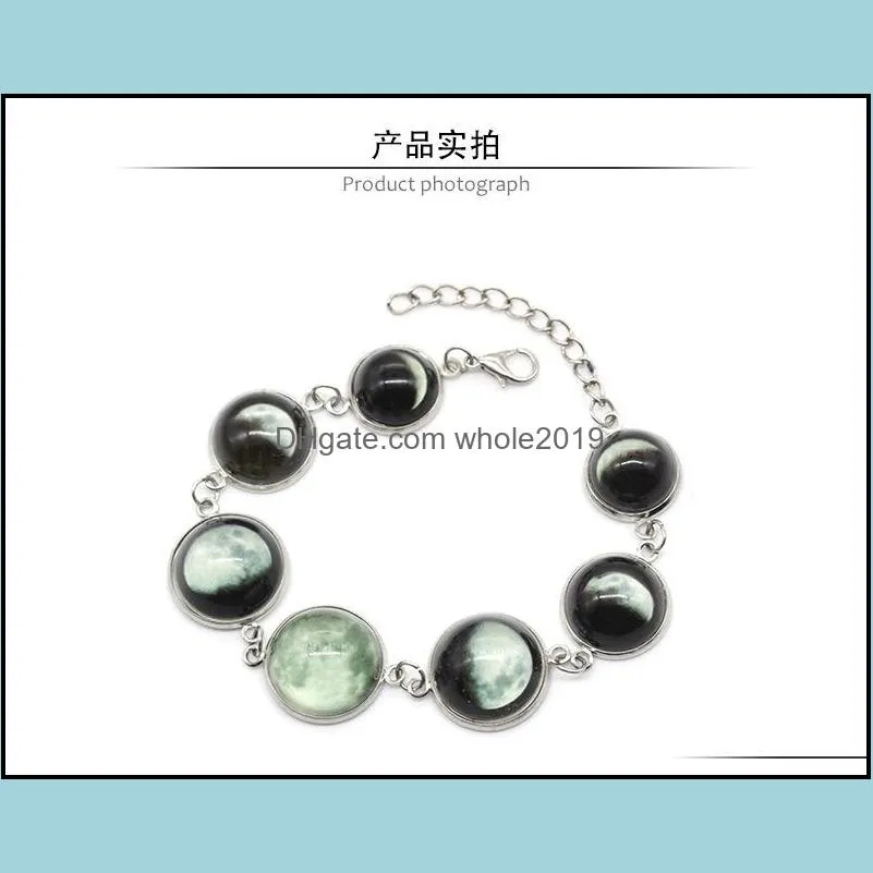 glow in the dark jewelry lunar cabochon glass dome glowing bracelets pulseira charm bracelet