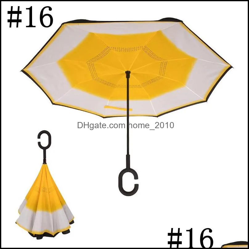 inverted umbrellas with c handle double layer inside out windproof beach reverse folding sunny rainy umbrella wll5543