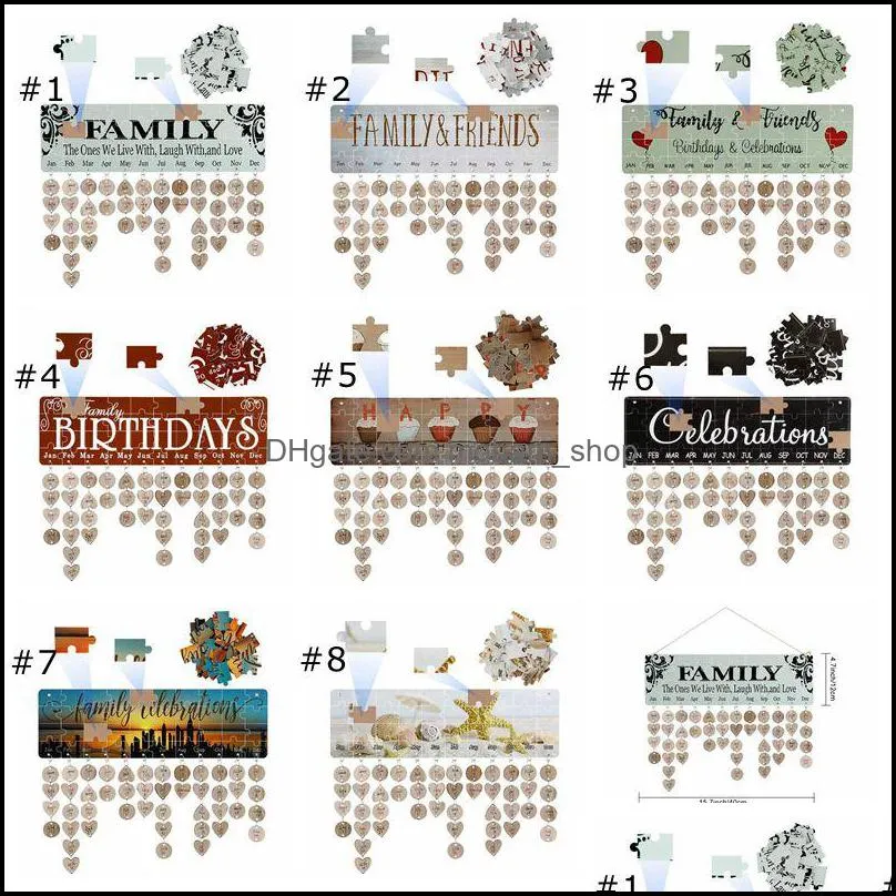 jigsaw puzzle family friends calendar wall hanging board diy birthday anniversary reminder calendar wood wall plaque home bar