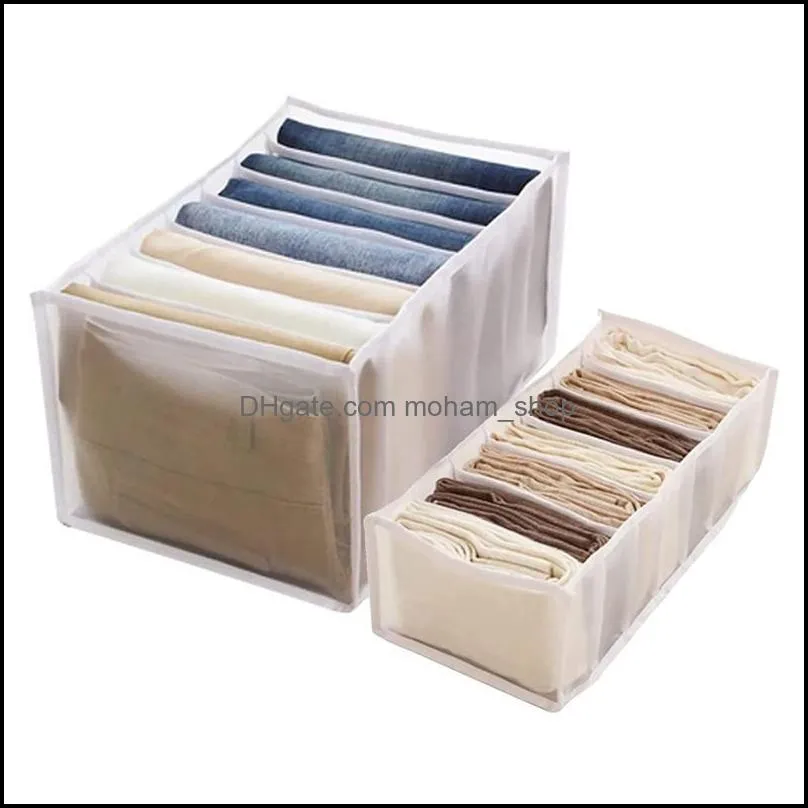 storage bags 7 grids box clothes jeans wardrobe organizer stacking pants tshirt drawer separator foldable closet washable tidy home