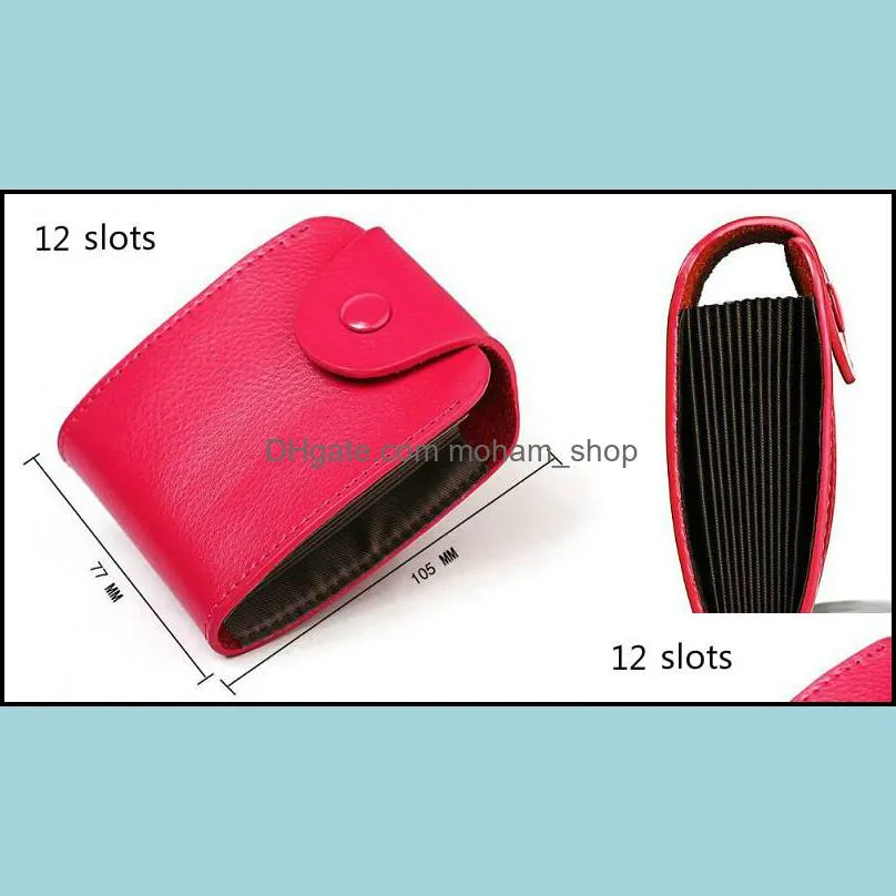 unisex small leather card holder with button slim wallet business card case organ card holder storage bags 15 slots 12 slots