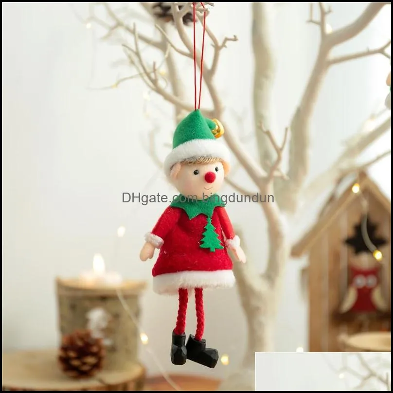 christmas decorations elves plush boy and girl pendant xmas elf dolls tree hanging ornaments kids gifts paa9952