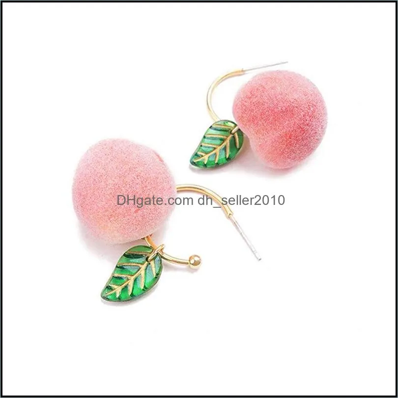 2021 summer korean acrylic trendy pink peach dangle earrings for women girls cute sweet jewelry gift fashion fruit oorbellen