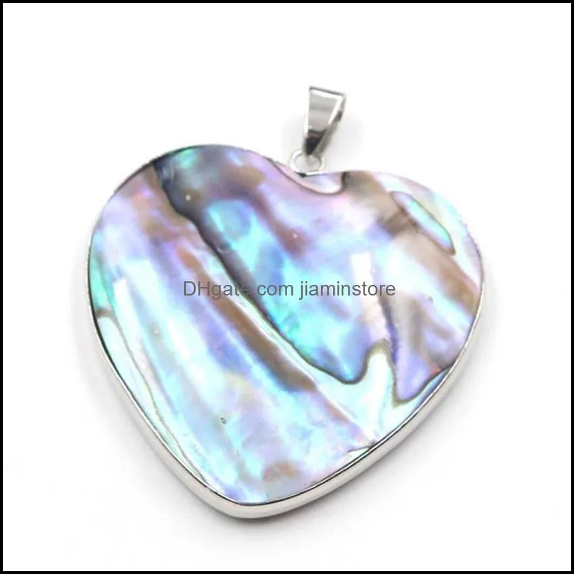 jewelry simple heart pendant charms for necklace making abalone paua sea shell cabochon inlaid 463 h1