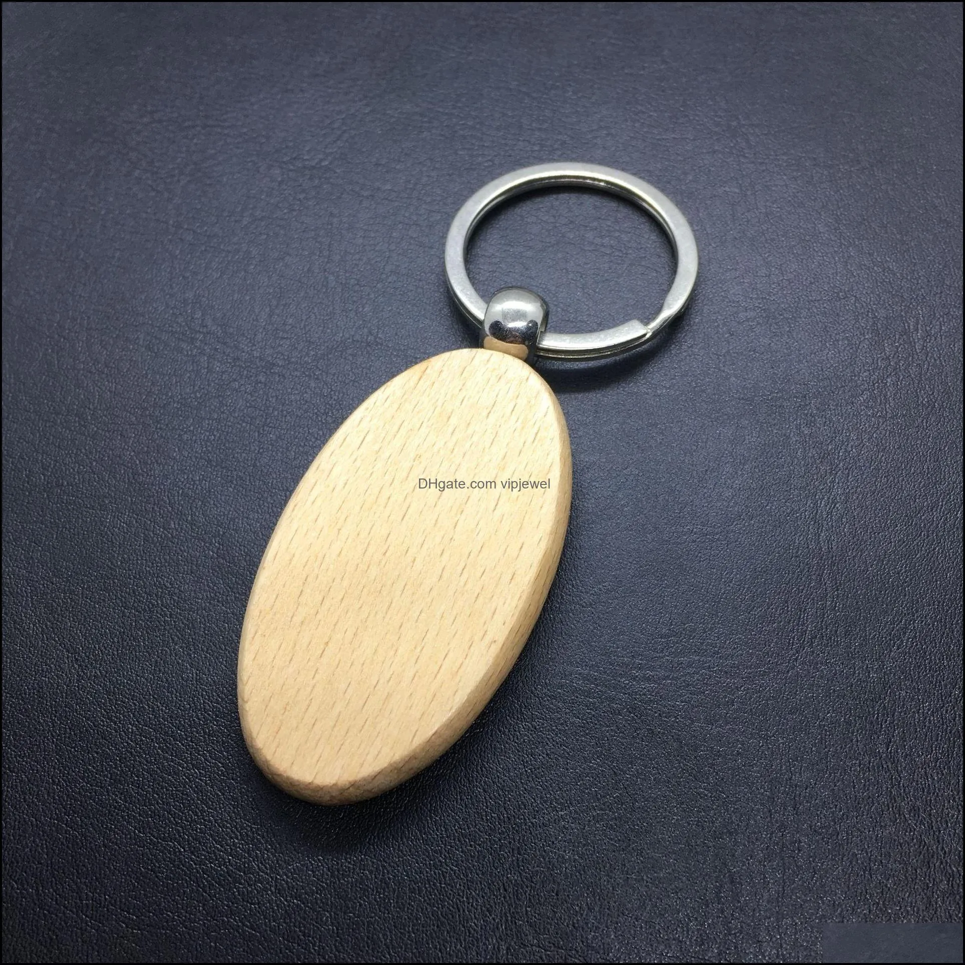 wood keychain round rectangle square oval heart goose egg shape key rings diy wooden keyring holder car pendant g199f z