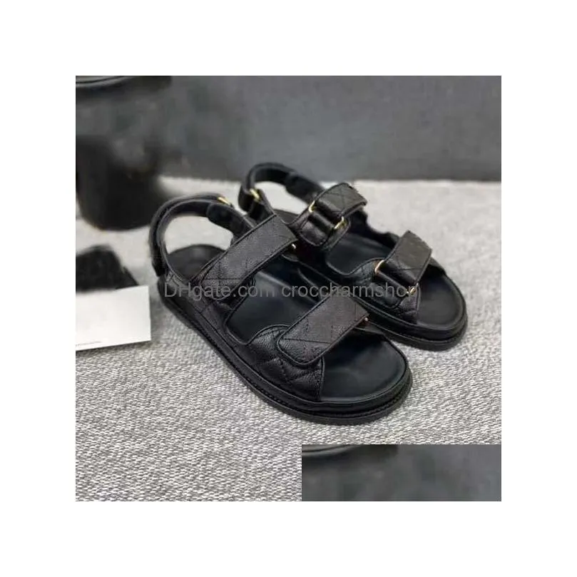designer women sandals 3540 slides crystal calf leather casual shoes quilted platform summer beach slipper with box