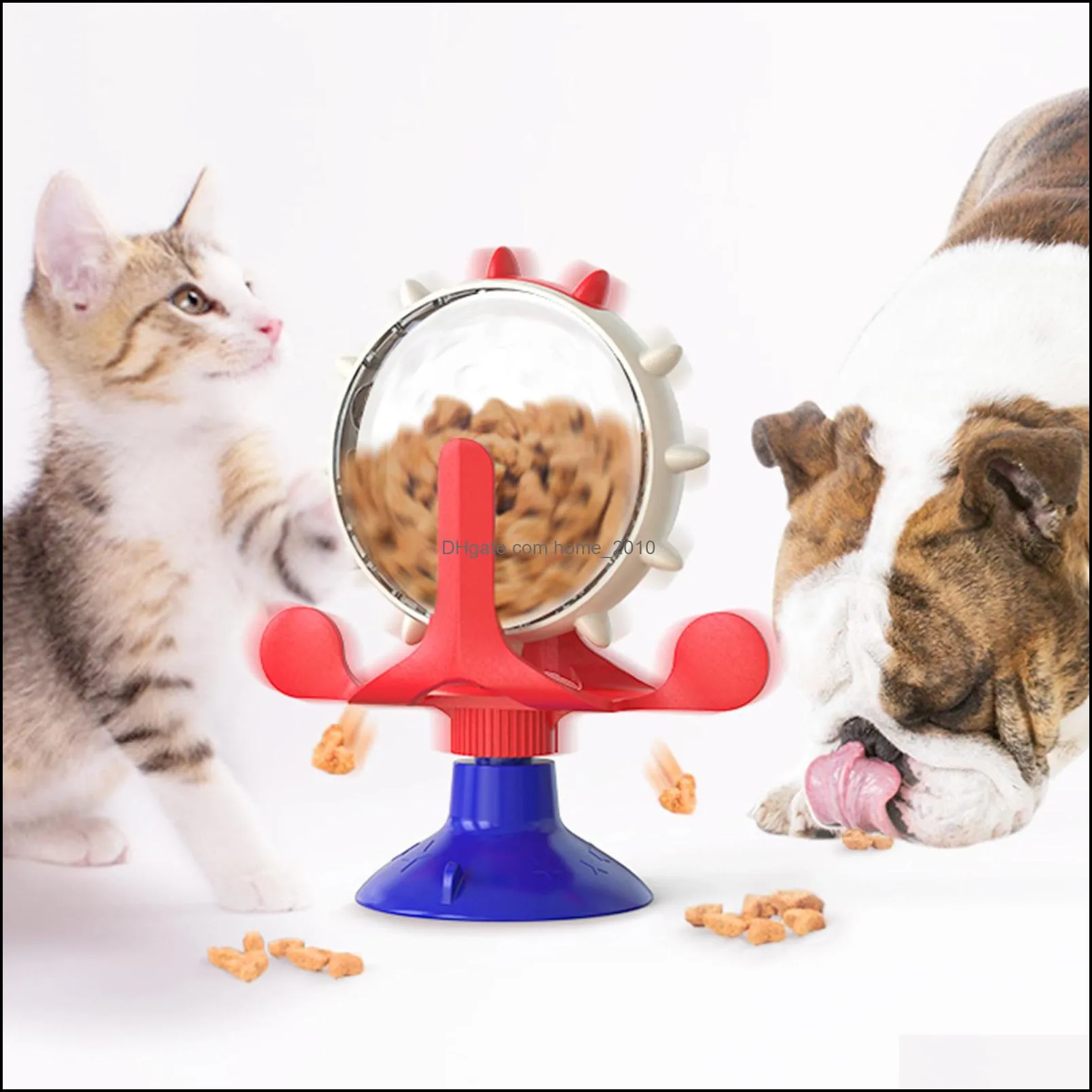 pet cat feeder toy kitten teasing turntable windmill leakage toys training ball 360 rotating feeding toypet accessories wll931