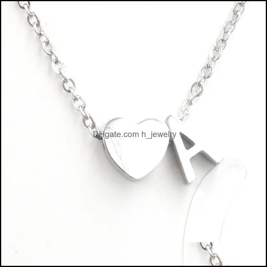  stainless steel necklace 26 intial letter alphabet heart pendant necklace az alphabet for women girls valentines day giftz