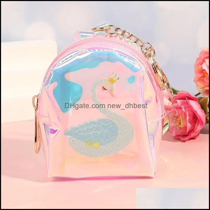 kid sequins coin purse pvc lady keychain bag girl small wallet children cute laser mini women key ring purses pouch