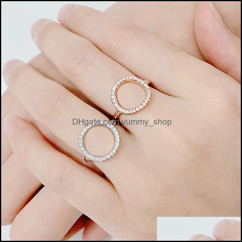  white cubic zirconia hoop ring silver rose gold open circle karma promise statement ring for women wedding anniversary jewelryz