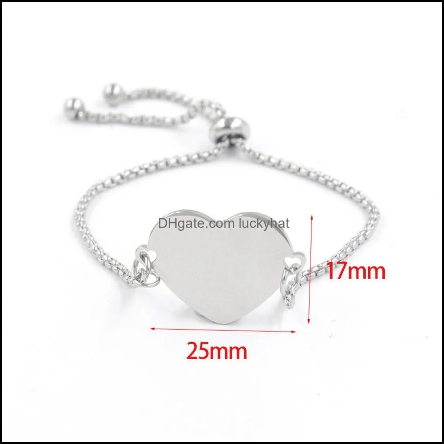 stainless steel heart bracelets for women romantic jewelry custom engraved personalized adjustable bracelet chain bracelet love jewelry