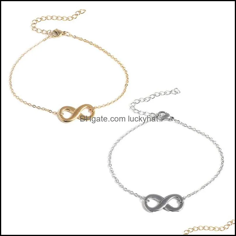  design stainless steel infinity symbol bracelet for women girl gold silver color charm bracelets friends gift jewelry