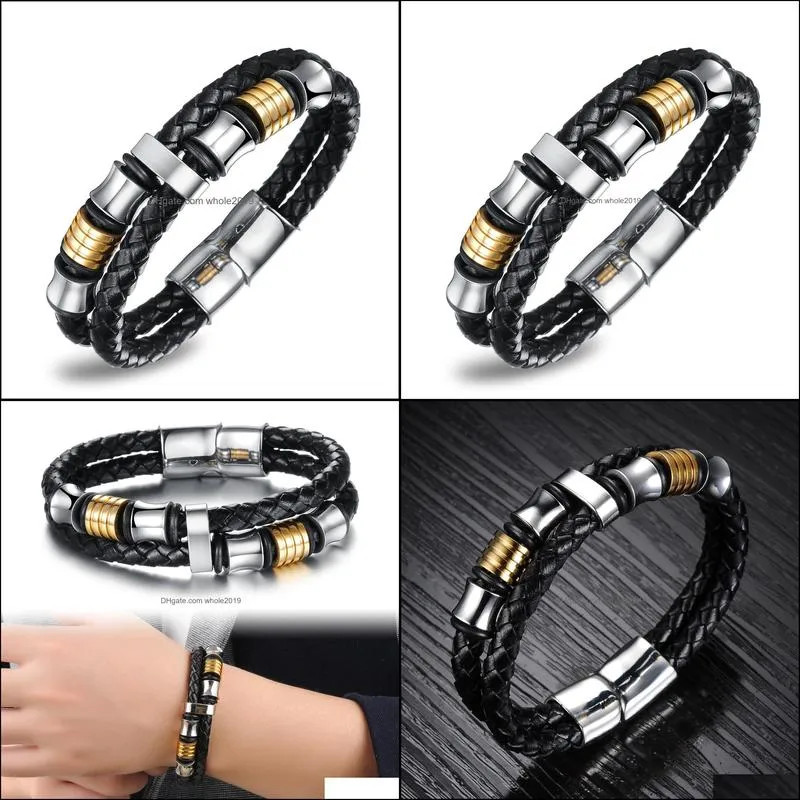 leather bracelet jewelry magnetic buckle feature jewelry mens leather braided bracelet jewelry