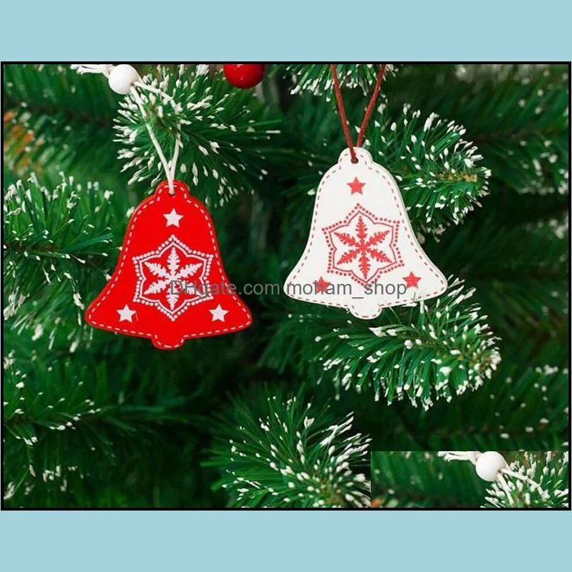 christmas tree ornament white red wooden hanging pendants wood snowman deer star snow christmas decorations