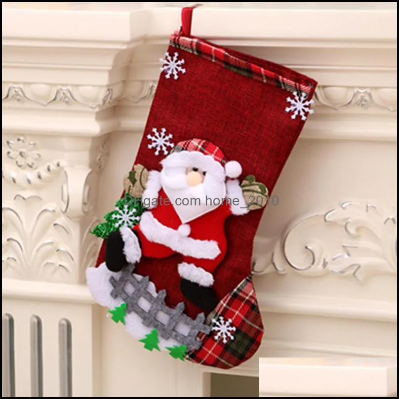 christmas tree stocking elk bear snowman pattern santa claus gift candy sock bag pendant xmas decoration trees hanging stockings