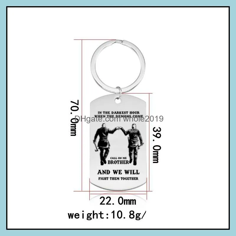 creative stainless steel keychain brother key rings jewelry in the darkest hour when the demons come fight them together key ring