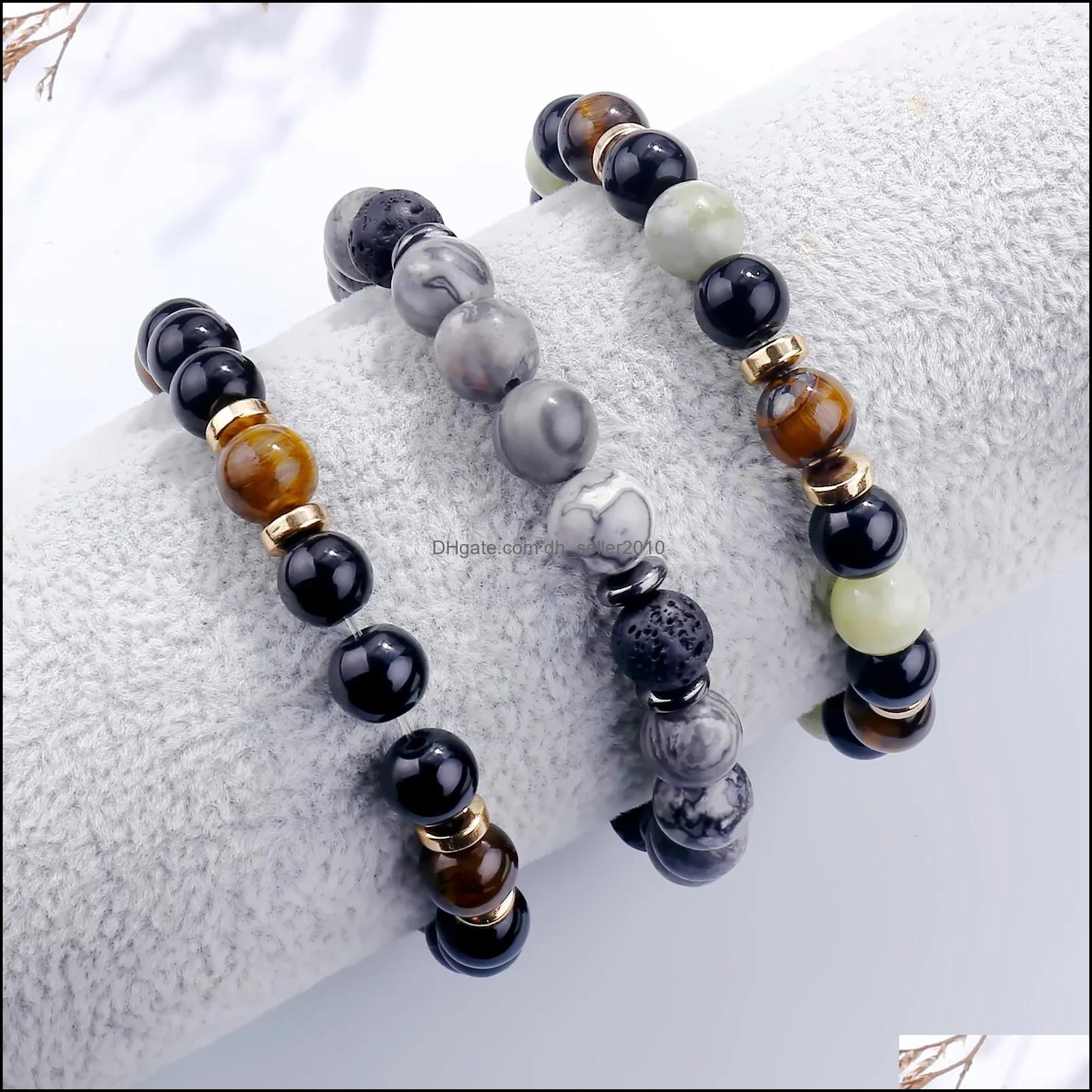 bead chain bracelet natural stone charm onyx beaded couple distance bracelets for women men friend gift stretch jewelry