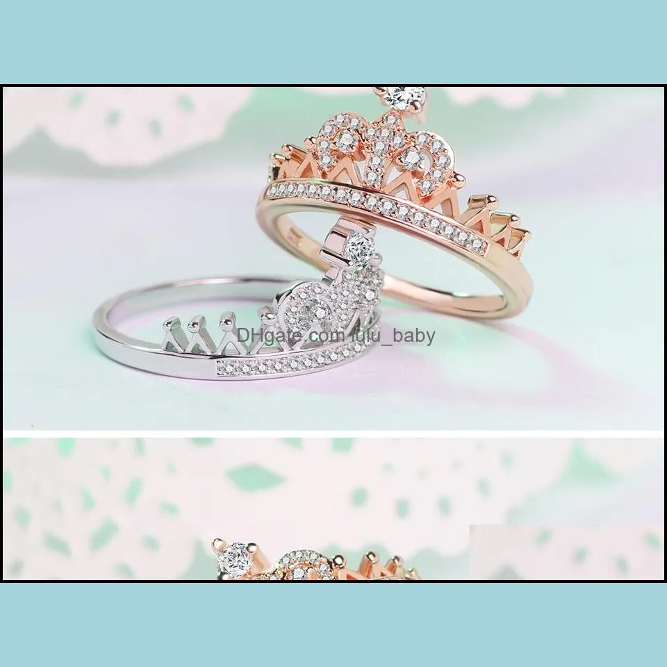 cubic zirconia crown rings for women fashion crystal unique design high quality ring female party wedding engagement bridal jewelry