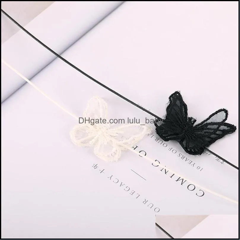 white / black lace butterfly necklace charm butterfly choker jewelry for women accessories wholesale 2019 summer love