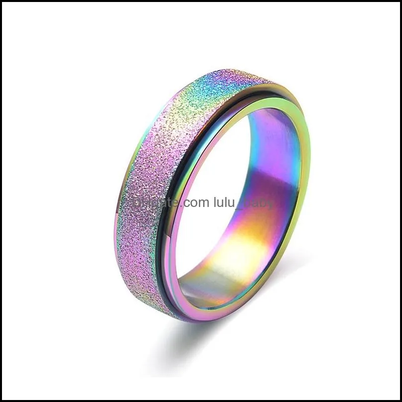 rainbow rings 6mm stainless steel rings for men women high polished edges engagement band ring jewelry black gold color