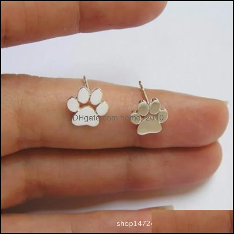 party favor hollow pet cat dog lover paw printed stud puppy memorial earring cute animal footprint gold silver plated earrings zwl362