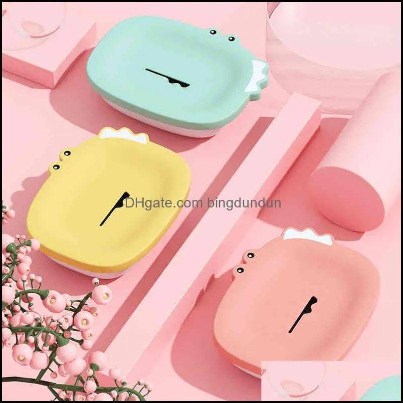 double layer frogs shaped drain soap box storage plastic three colors waterproof leak proof bathroom sealed boxs portable soaps dish