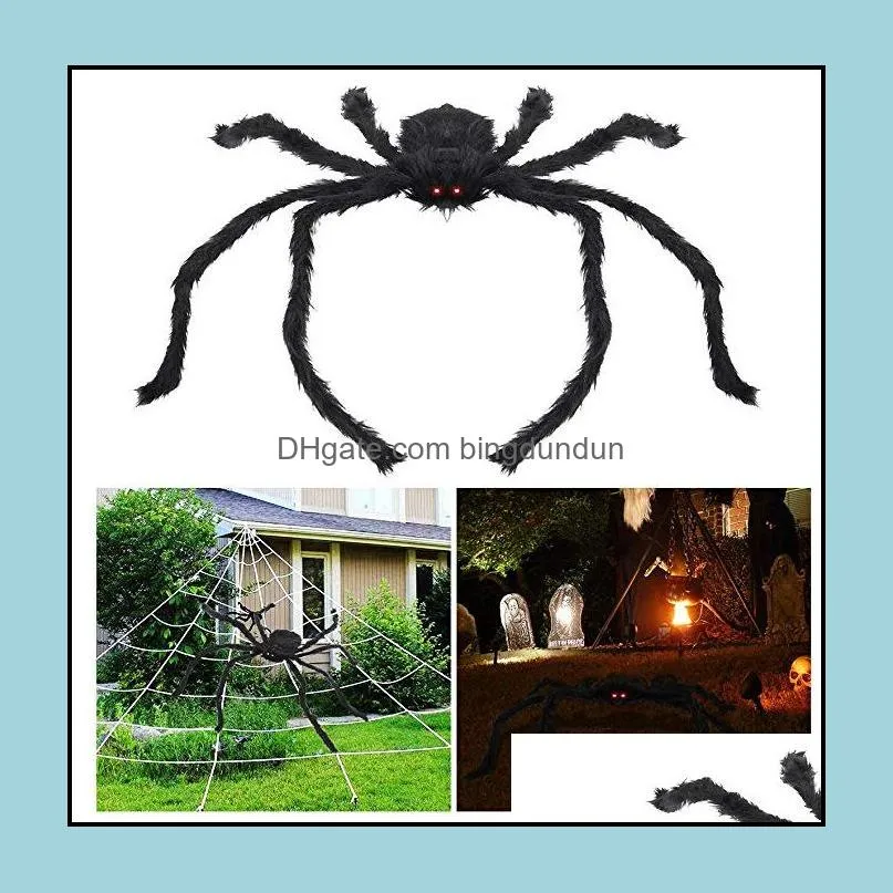 30/50/60/75/90cm halloween spider toys red black plush spiders colorful fake spider halloween decoration haunted house prop dbc vt0967