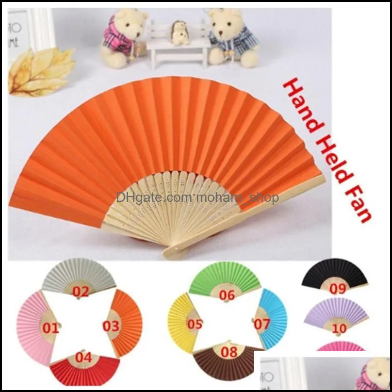 other home decor portable size diy summer bamboo folding hand held fan chinese dance party pocket gifts wedding solid color drop