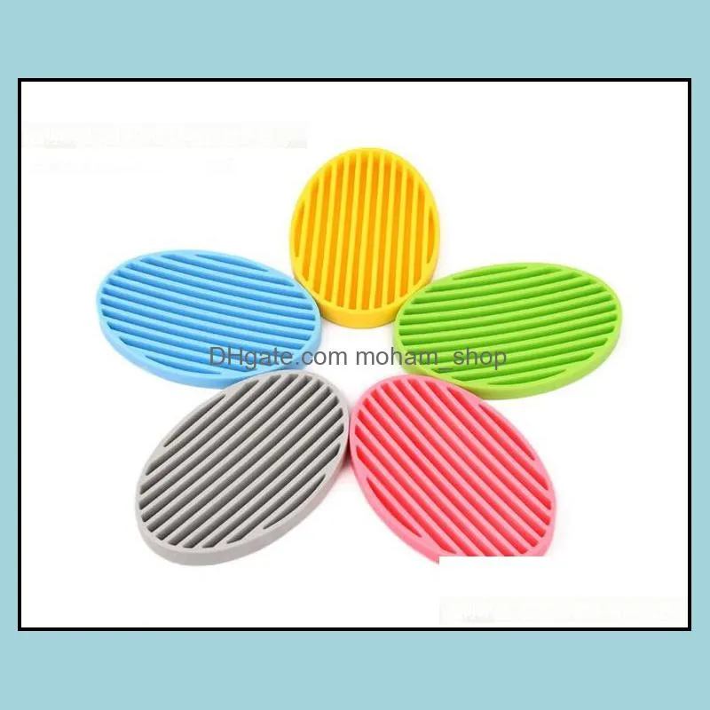 silicone flexible toilet soap holder plate hollow design non residue with water bathroom soapbox anti slip soap dish holder sn1341