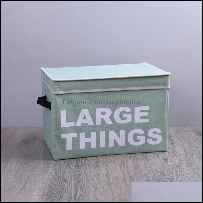 folding clothes storage baskets box portable letter print cotton linen foldable storage bag cloth toy snack storage box small dbc