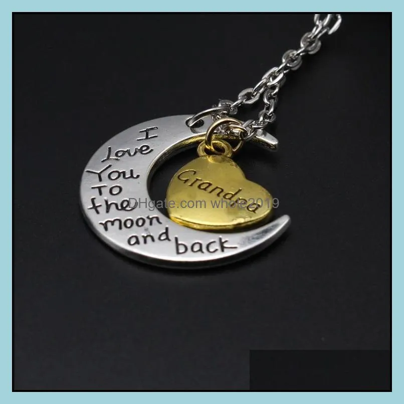 statement necklaces engraving pendants high quality jewelry i love you family necklaces 925 silver 24k gold chains necklaces