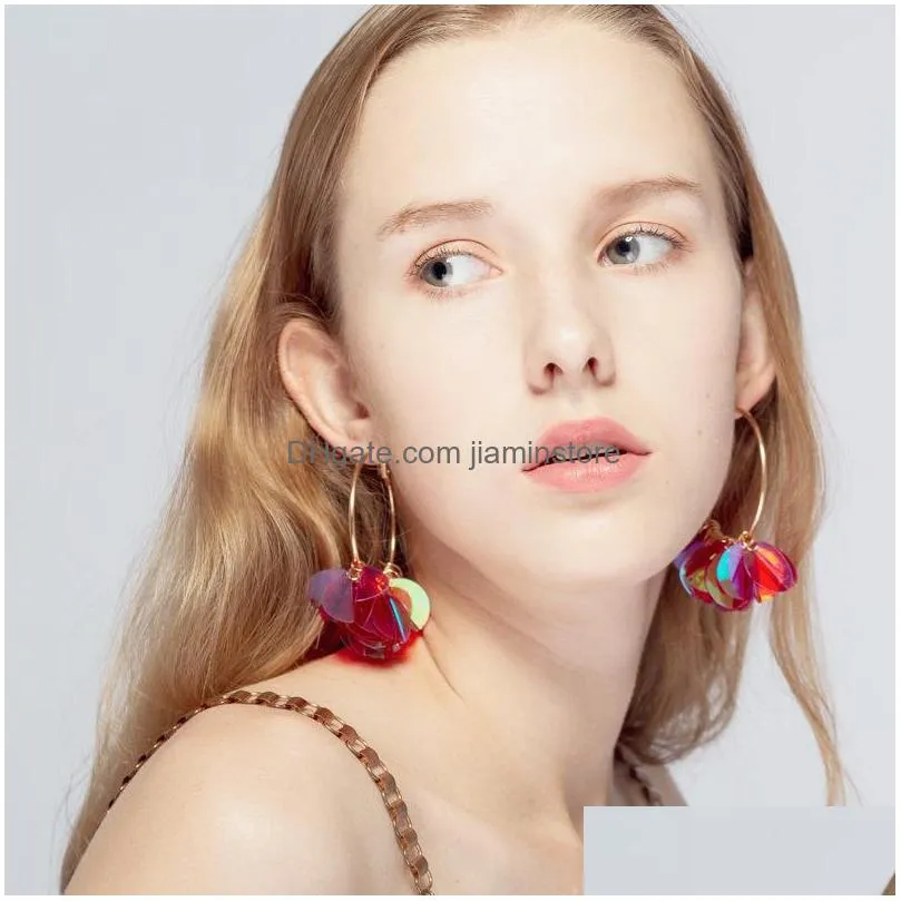 fashion jewelry hoop dangle earrings sequins elegant women earrings