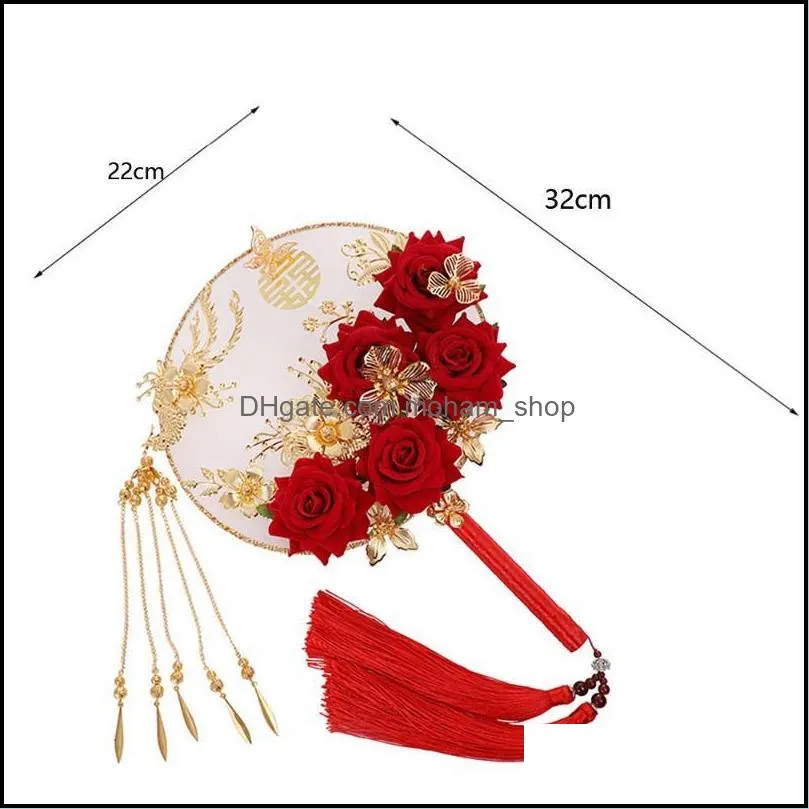 other home decor chinese wedding decorative fans tradition ancient bride handheld bouquet round fan pography ornaments
