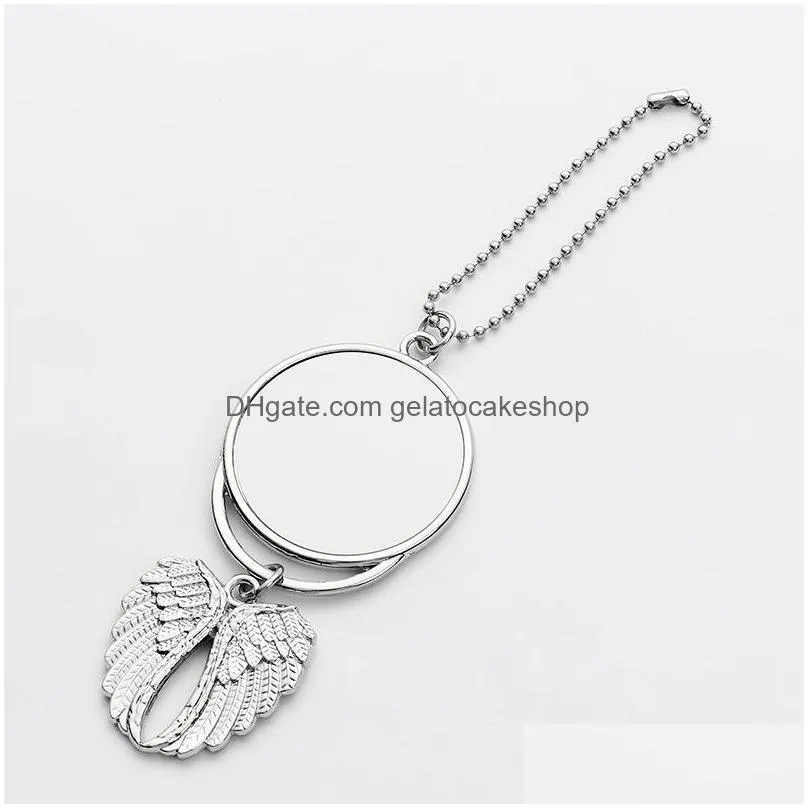 sublimation big wings necklaces pendants decorations blanks car pendant angel wing rearview mirror hanging charm ornaments