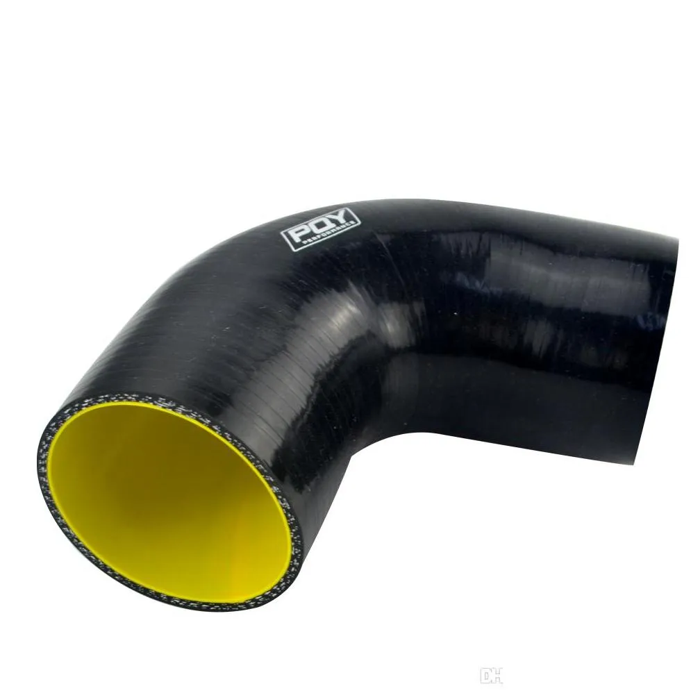  2.5 63mm 90 degree elbow silicone hose pipe turbo intake blue yellow / black yellow sh9025qy
