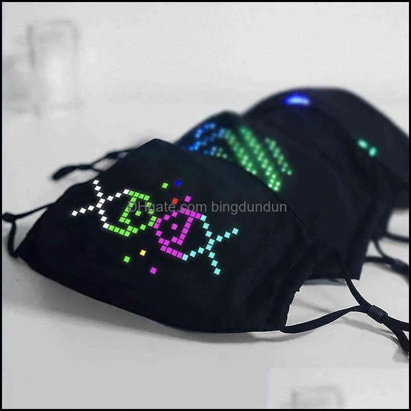 rave party christmas voice control bluetooth mask dynamic talking faux luminous led face masks breathable rubber elastic tendon