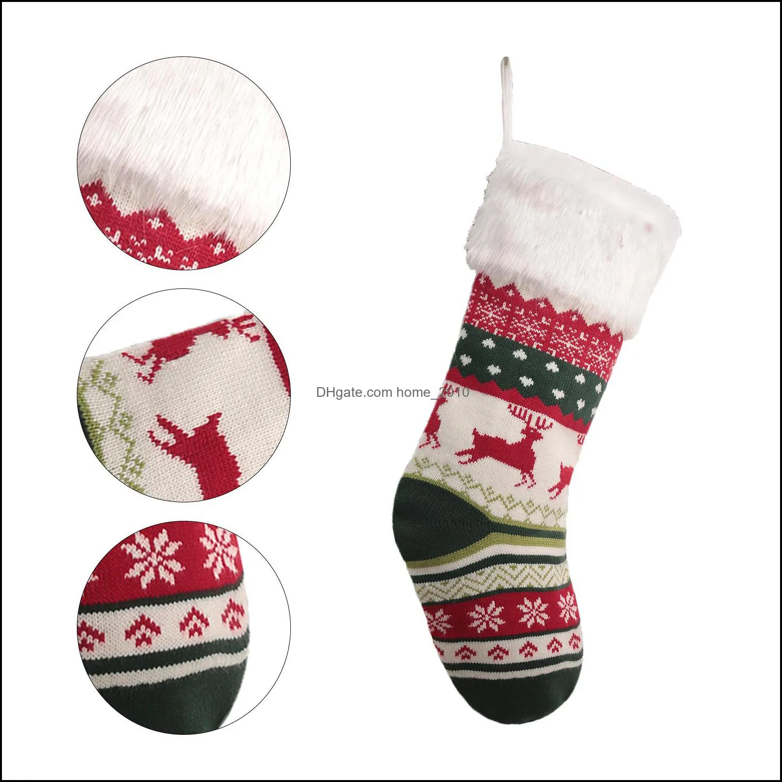 christmas stocking xmas tree hanging decoration ornaments fireplace knitted socks candy gift bag festival decorations yfax3077