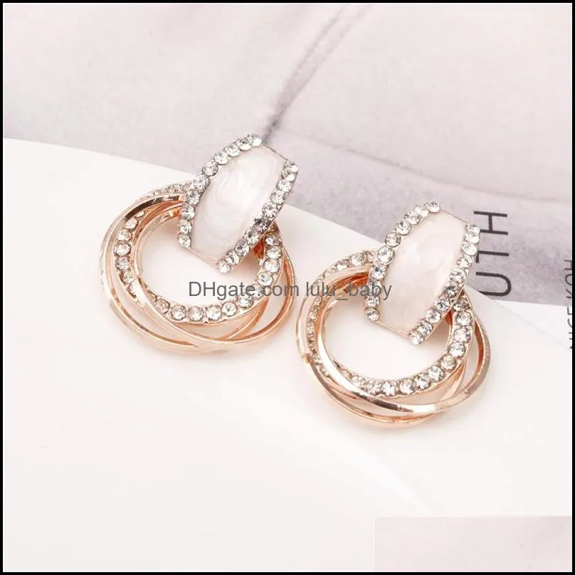 shiny crystal hoop earrings for women 3 layer crystal circle earring 2019 design jewelry highgrade gold and silver wedding party