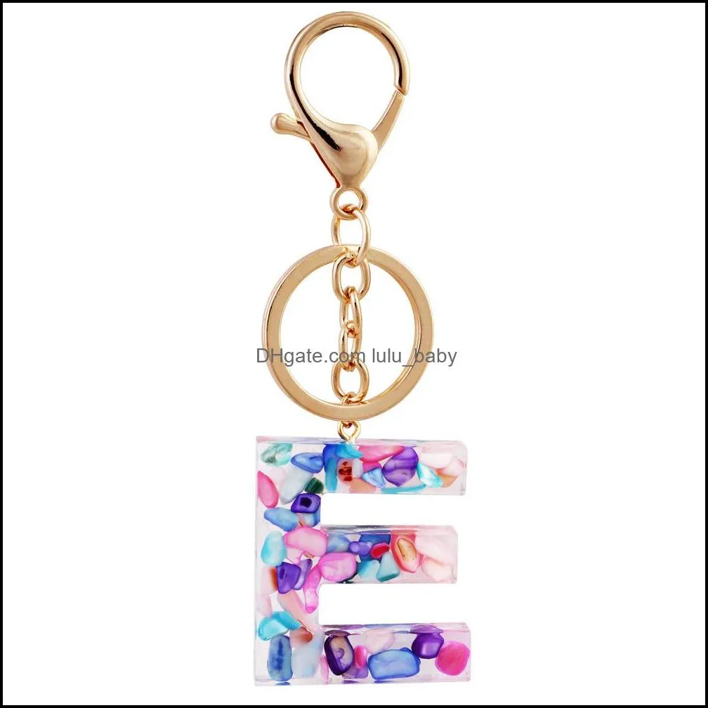 resin acrylic letter keychain jewelry fashion handbag charms 26 alphabet word keyring capital english keyfobs holder gift