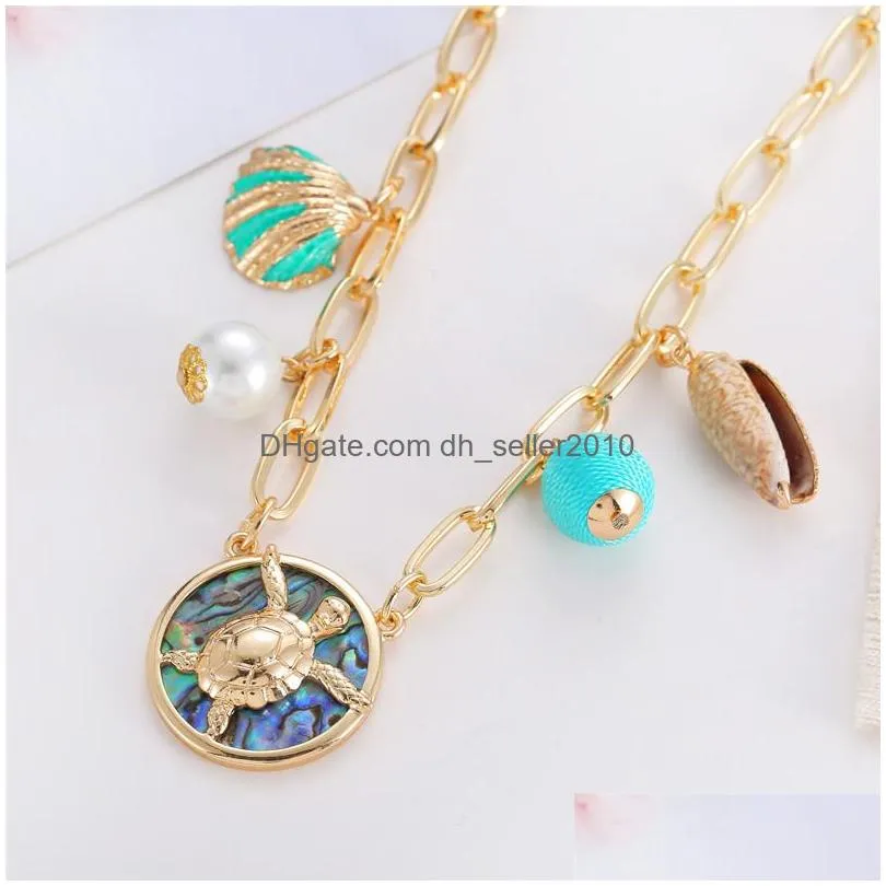 fashion jewelry natural shell necklace diy tortoise abalone shell pendant necklace