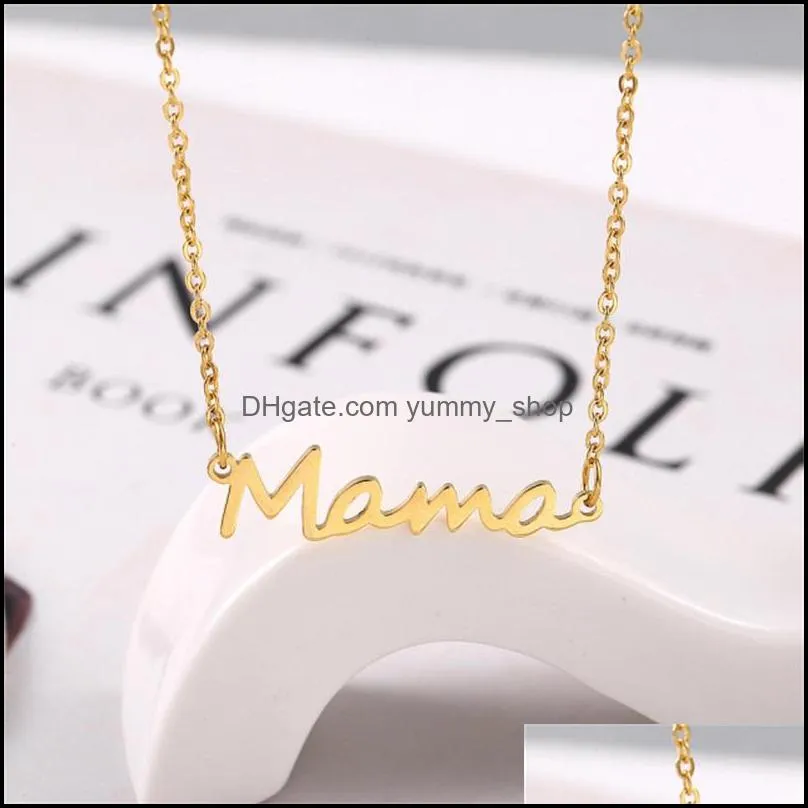 stainless steel letter necklace mothers love pendant necklace silver gold rose gold colors jewelry for moms mothers day 427 q2