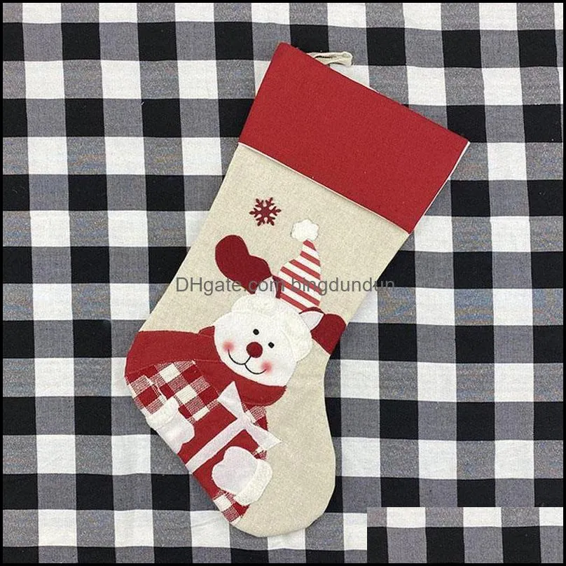 4 styles 47x22cm christmas stocking nonwoven fabric old man snowman elk penguin creative santa xmas stockings gift bag candy paf11666