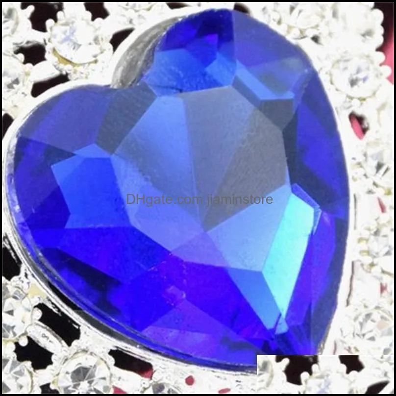silver tone big blue heart sapphire brooch women luxury party dress jewelry pin special gift for girlfriend top quality crystal heart