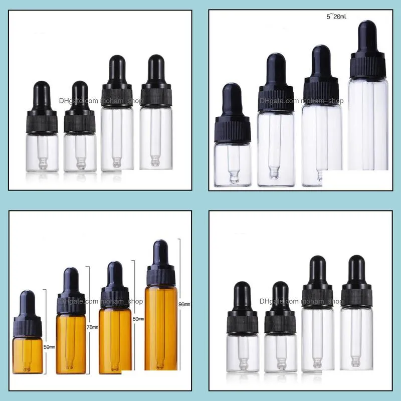 amber clear glass dropper bottle 5ml 10ml 15ml 20ml transparent pipette dropper vial sn4327