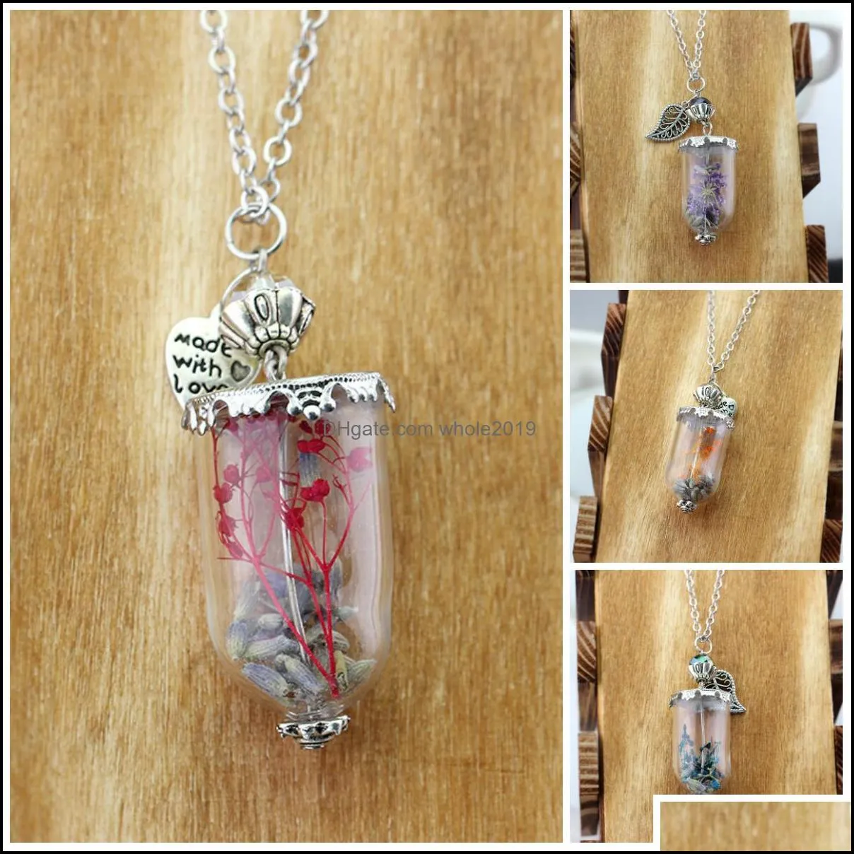 supernatural angel wing leaf rock salt bottle protection glass real dry flower bottle necklace