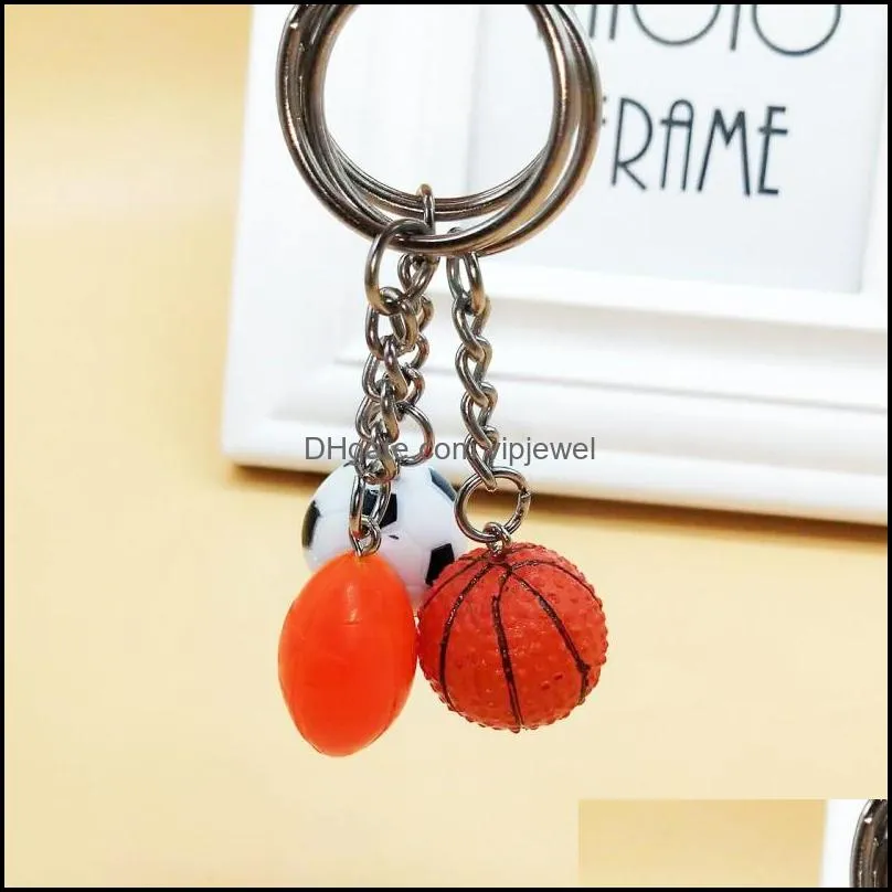 football rugby basketball key rings fashion sporting goods keychains for women men car bag pendant keyfob holder dhs g631q
