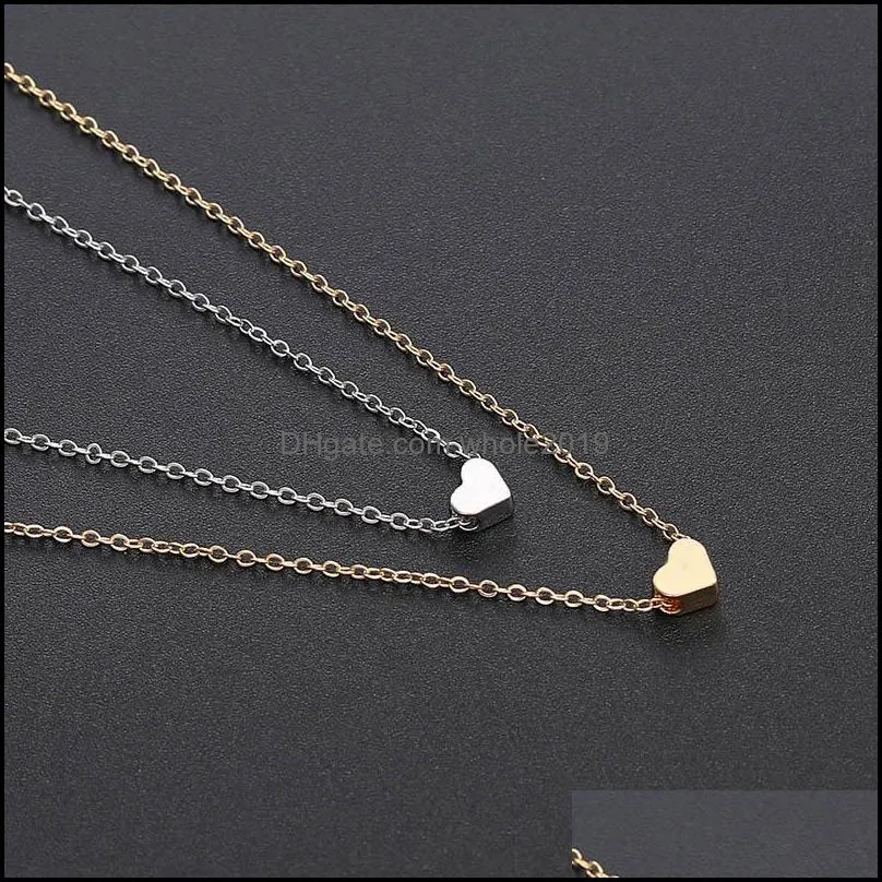  classic clavicle chain necklace small love heart pendant necklace for women girl gold silver necklace choker party wedding jewelry