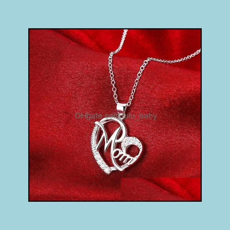 fashion heart shape letter mom pendant necklaces high quality mothers birthday jewelry pendant gift for mother